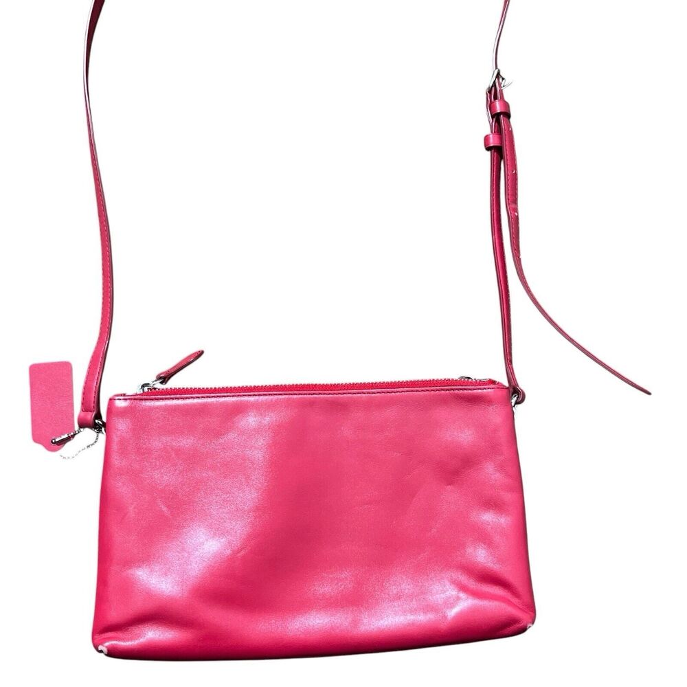 Coach Lyla Double Gusset Zip Crossbody Red Genuine Leather FLAWS* - Picture 8 of 16